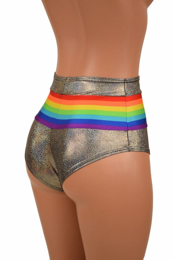 Retro Rainbow High Waist Siren Shorts - Coquetry Clothing