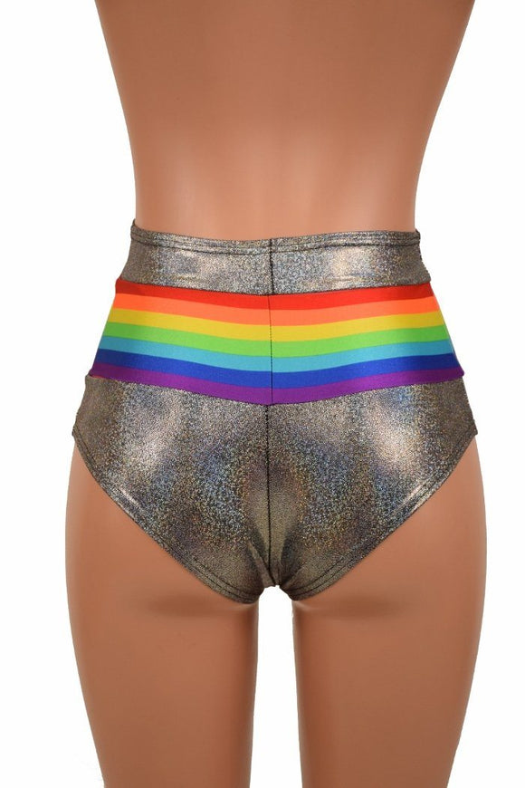 Retro Rainbow High Waist Siren Shorts - Coquetry Clothing