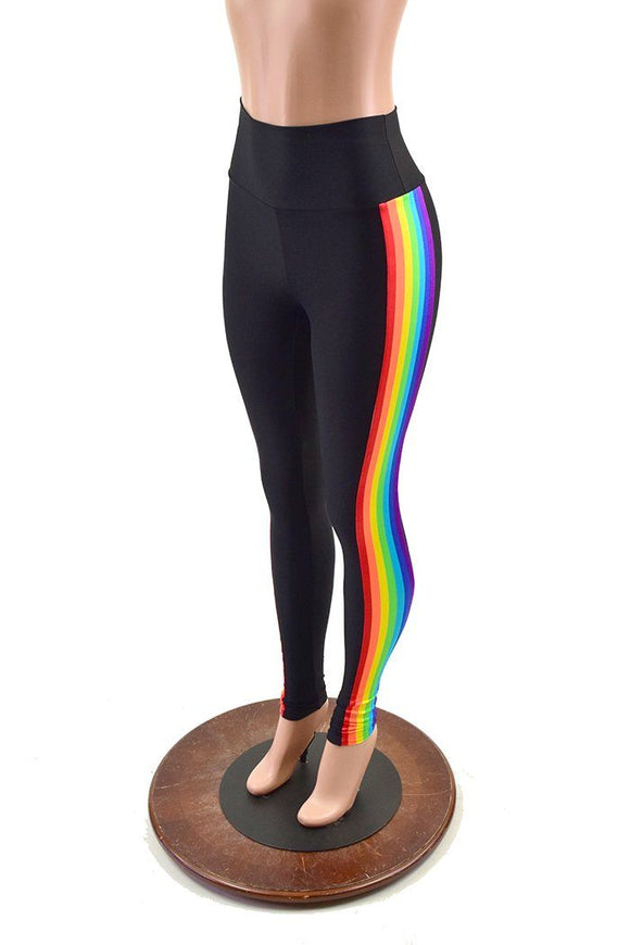 Retro Rainbow Side Panel High Waist Leggings - Coquetry Clothing
