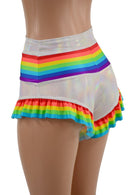 Retro Rainbow Siren Shorts with Rainbow Leg Ruffle - Coquetry Clothing