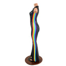 Retro Rainbow Striped Solar Flare Catsuit with Keyhole Neckline - Coquetry Clothing