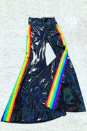 Womens Black Holographic Retro Rainbow Solar Flares - 1