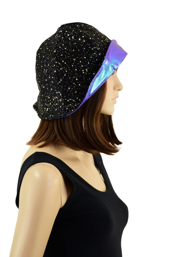 Reversible Bucket Hat in Moonstone and Star Noir - Coquetry Clothing