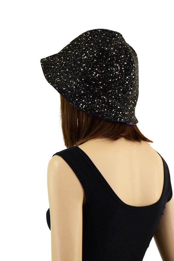 Reversible Bucket Hat in Moonstone and Star Noir - Coquetry Clothing