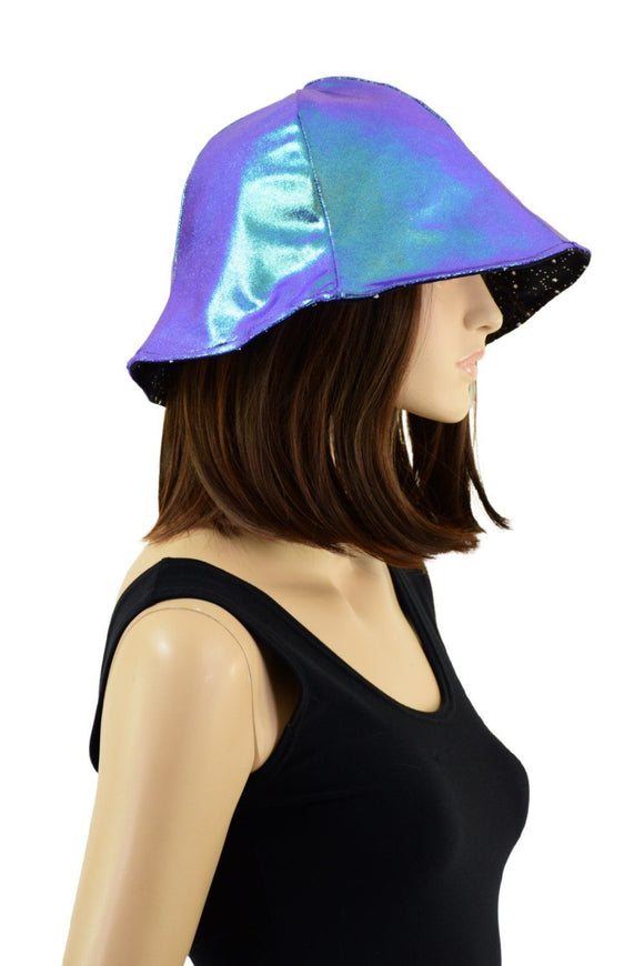 Reversible Bucket Hat in Moonstone and Star Noir - Coquetry Clothing