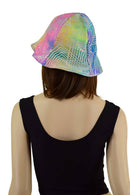 Reversible Bucket Hat in Spectrum & Silver On White Shattered Glass - Coquetry Clothing