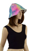 Reversible Bucket Hat in Spectrum & Silver On White Shattered Glass - Coquetry Clothing