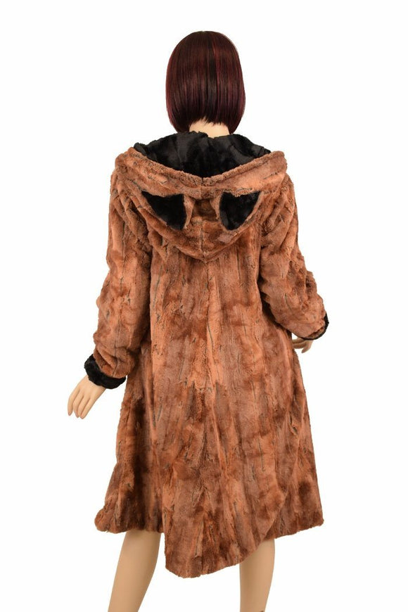 Reversible Minky A Line Coat with Kitty Ears - Coquetry Clothing