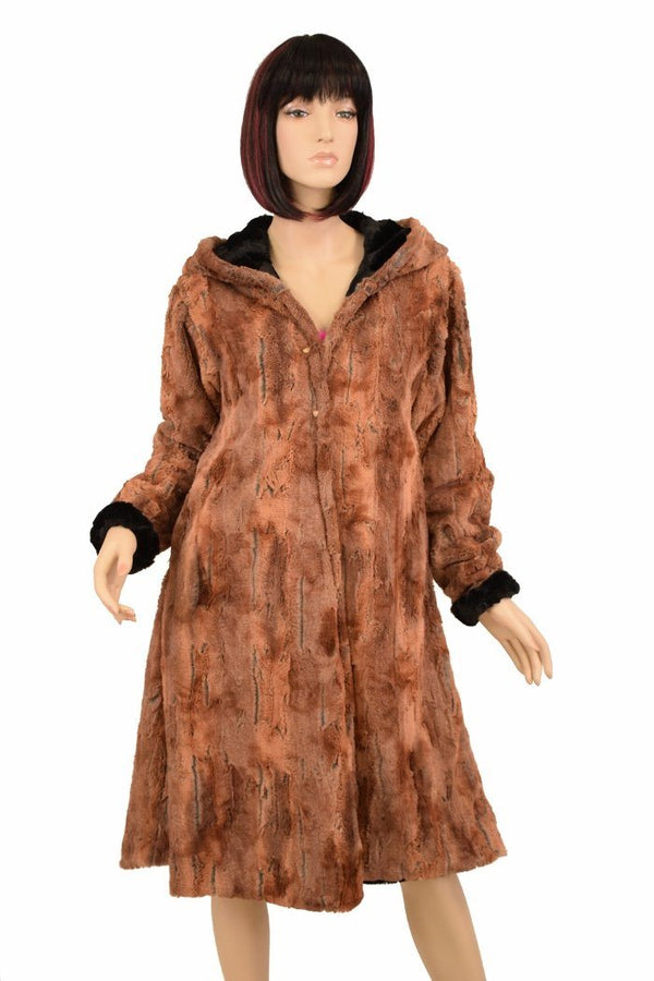 Reversible Minky A Line Coat with Kitty Ears - 4