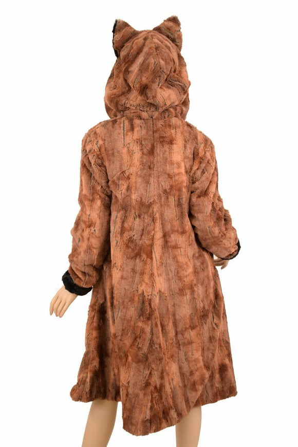 Reversible Minky A Line Coat with Kitty Ears - Coquetry Clothing