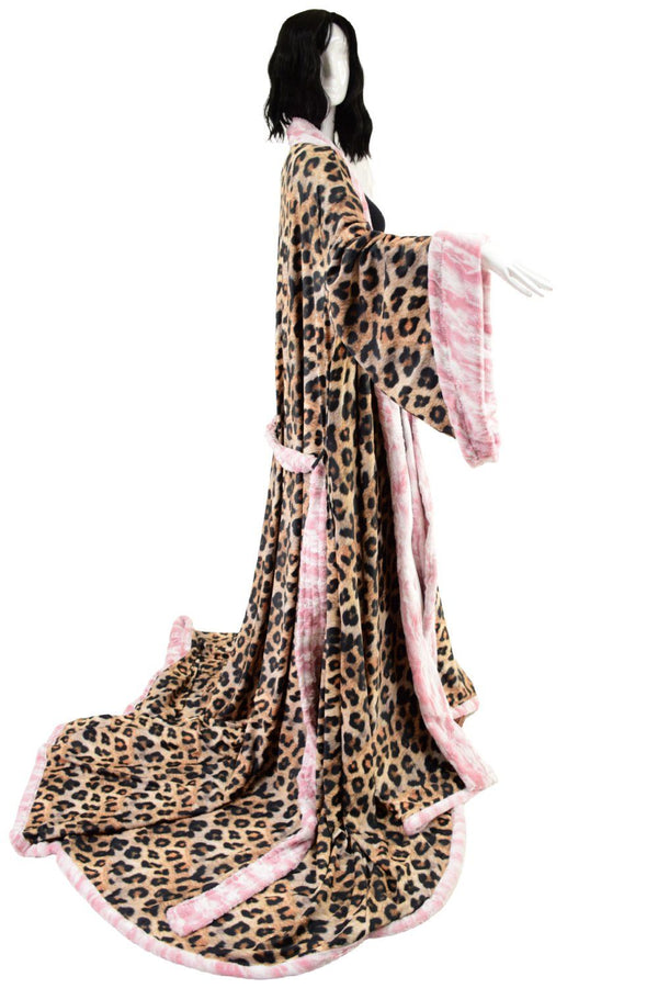 Reversible Minky Faux Fur Puddle Train Robe with Belt - 8