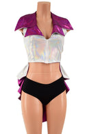 Reversible Tuxedo Tail Sleeveless Zipper Front Crop Jacket - Coquetry Clothing