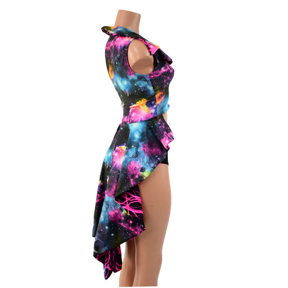 Reversible Tuxedo Tail Sleeveless Zipper Front Crop Jacket - Coquetry Clothing