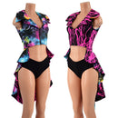 Reversible Tuxedo Tail Sleeveless Zipper Front Crop Jacket - Coquetry Clothing