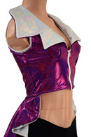 Reversible Tuxedo Tail Sleeveless Zipper Front Crop Jacket - Coquetry Clothing