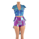 Reversible Tuxedo Tail Sleeveless Zipper Front Crop Jacket - Coquetry Clothing