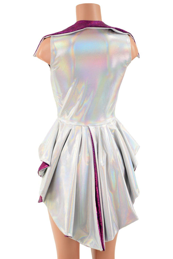 Reversible Tuxedo Tail Sleeveless Zipper Front Crop Jacket - Coquetry Clothing