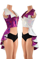 Reversible Tuxedo Tail Sleeveless Zipper Front Crop Jacket - Coquetry Clothing