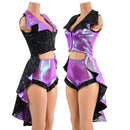 Reversible Tuxedo Tail Sleeveless Zipper Front Crop Jacket (Shorts sold separately) - Coquetry Clothing