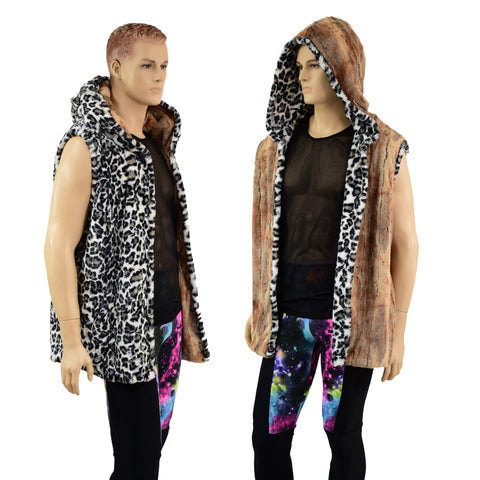 Mens Double Minky Snap Front Hooded Vest - Coquetry Clothing