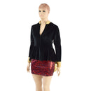 Ringmaster Mini Dress with Stella Collar, Cuffs and Tuxedo Peplum - Coquetry Clothing