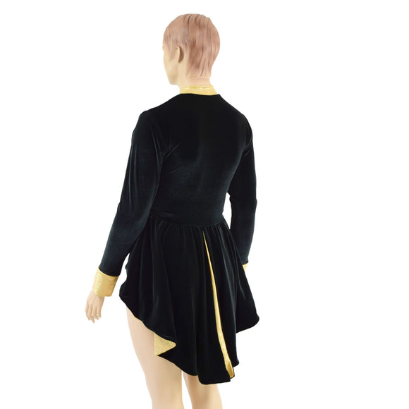 Ringmaster Mini Dress with Stella Collar, Cuffs and Tuxedo Peplum - Coquetry Clothing