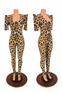 Leopard Sharp Shoulder Catsuit - 1