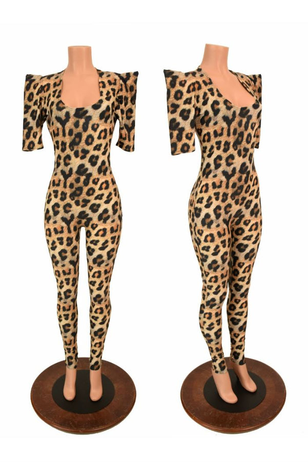 Leopard Sharp Shoulder Catsuit - 1