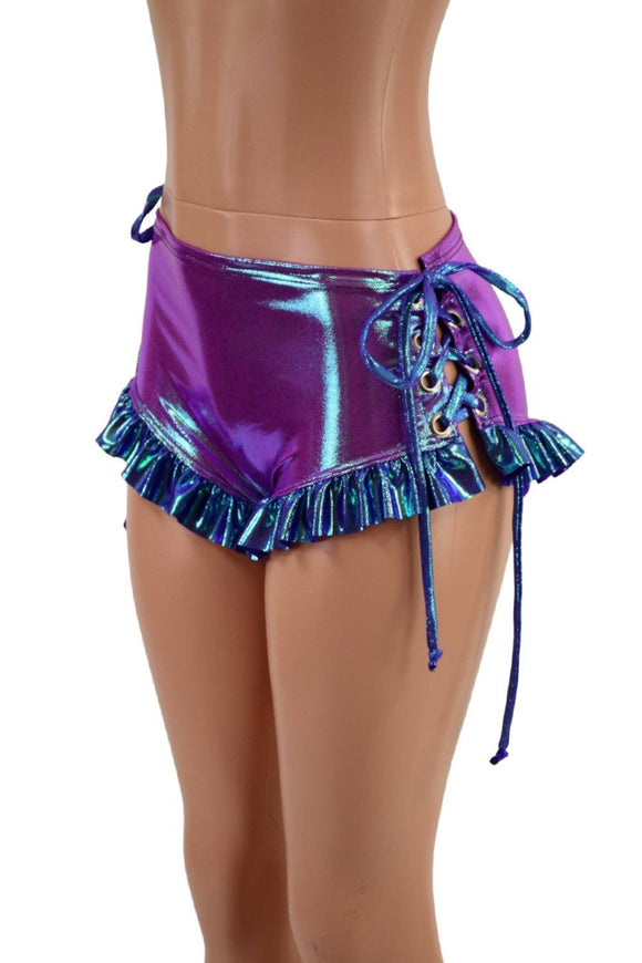Ruffle Leg Lace Up Siren Shorts - Coquetry Clothing