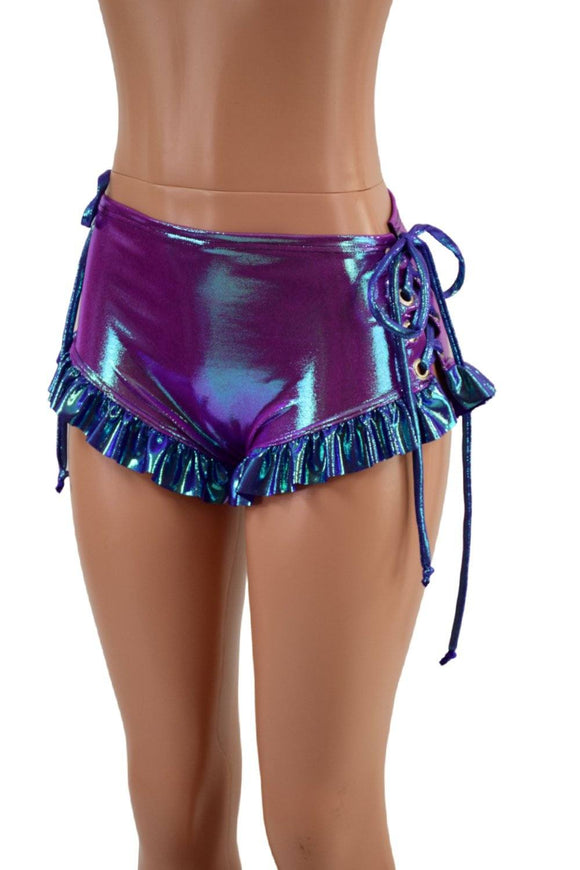 Ruffle Leg Lace Up Siren Shorts - Coquetry Clothing