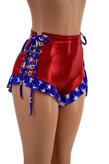 Ruffle Leg Lace Up Siren Shorts - Coquetry Clothing