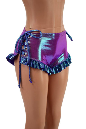 Ruffle Leg Lace Up Siren Shorts - Coquetry Clothing