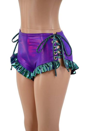 Ruffle Leg Lace Up Siren Shorts - Coquetry Clothing