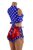 Ruffle Leg Lace Up Siren Shorts and Wrap And Tie Top Set - Coquetry Clothing