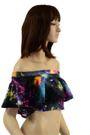 Ruffled Off Shoulder Crop in Galaxy - Coquetry Clothing