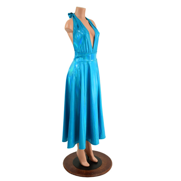 Ruffled Rump Josie Romper & Breakaway Maxi Skirt in Peacock Holographic - Coquetry Clothing