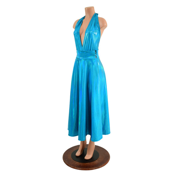 Ruffled Rump Josie Romper & Breakaway Maxi Skirt in Peacock Holographic - Coquetry Clothing