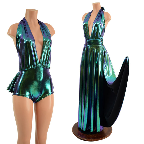 Ruffled Rump Josie Romper & Breakaway Maxi Skirt in Scarab - Coquetry Clothing