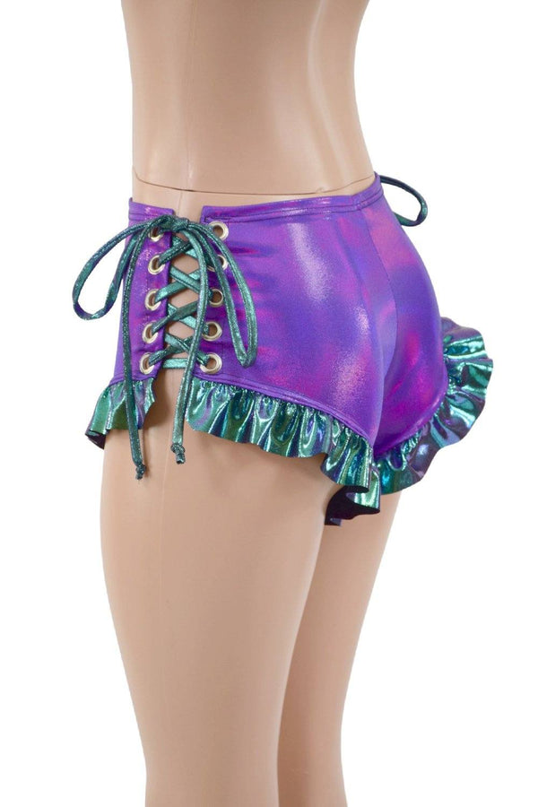 Ruffle Leg Lace Up Siren Shorts - 2