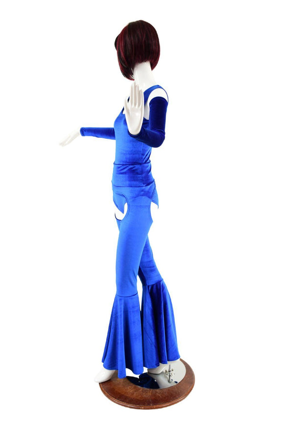 Sapphire Blue Velvet Chaps Outfit - Coquetry Clothing