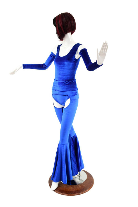 Sapphire Blue Velvet Chaps Outfit - Coquetry Clothing