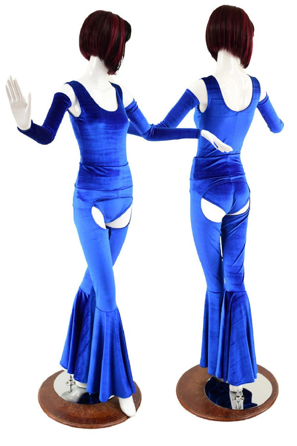 Sapphire Blue Velvet Chaps Outfit - Coquetry Clothing
