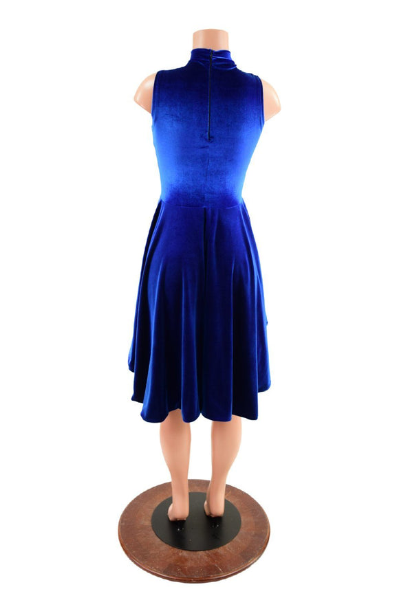 Sapphire Blue Velvet Peplum Top with Laceup - Coquetry Clothing