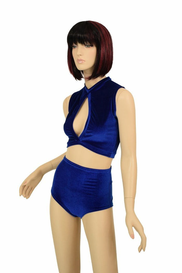 Sapphire Stretch Velvet Fabric - Coquetry Clothing