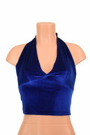 Sapphire Velvet Darted Tie Back "Midi" Halter - Coquetry Clothing