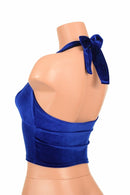 Sapphire Velvet Darted Tie Back "Midi" Halter - Coquetry Clothing