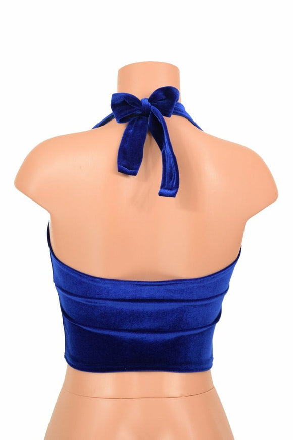 Sapphire Velvet Darted Tie Back "Midi" Halter - Coquetry Clothing