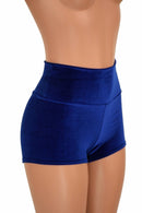 Sapphire Velvet High Waist Shorts - Coquetry Clothing