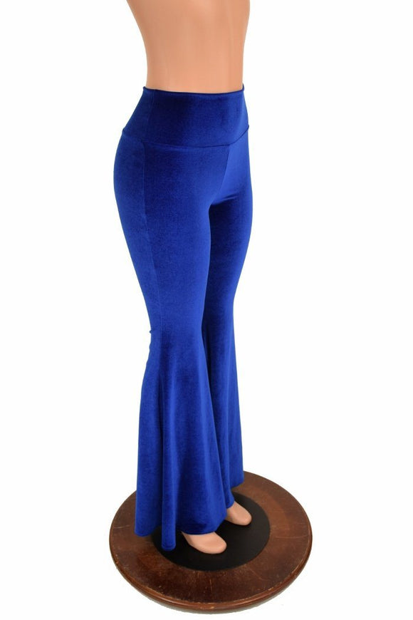 Sapphire Velvet High Waist Solar Flares - Coquetry Clothing