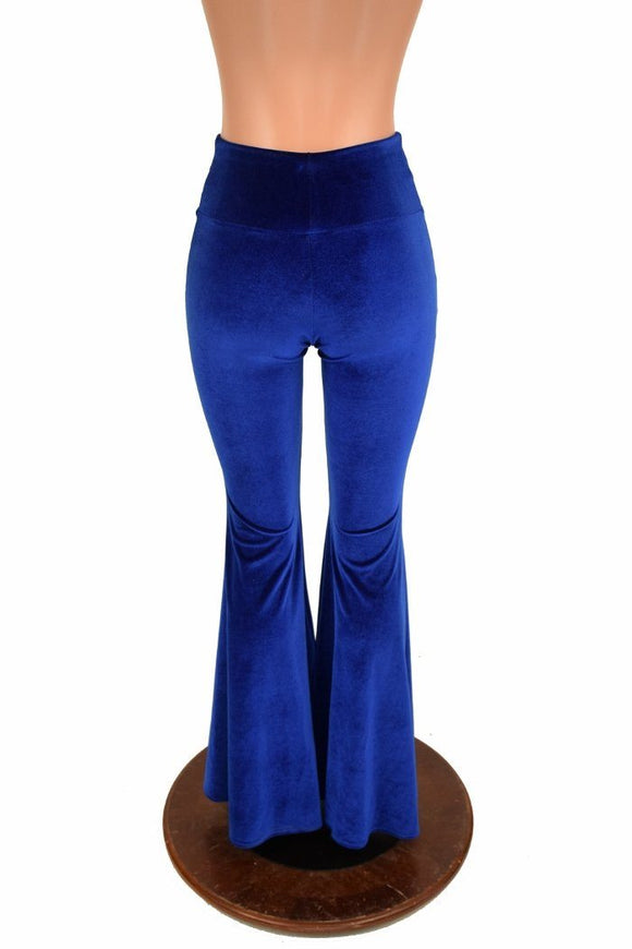 Sapphire Velvet High Waist Solar Flares - Coquetry Clothing